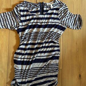 Maternity size large gray blue striped tee  shirt t
